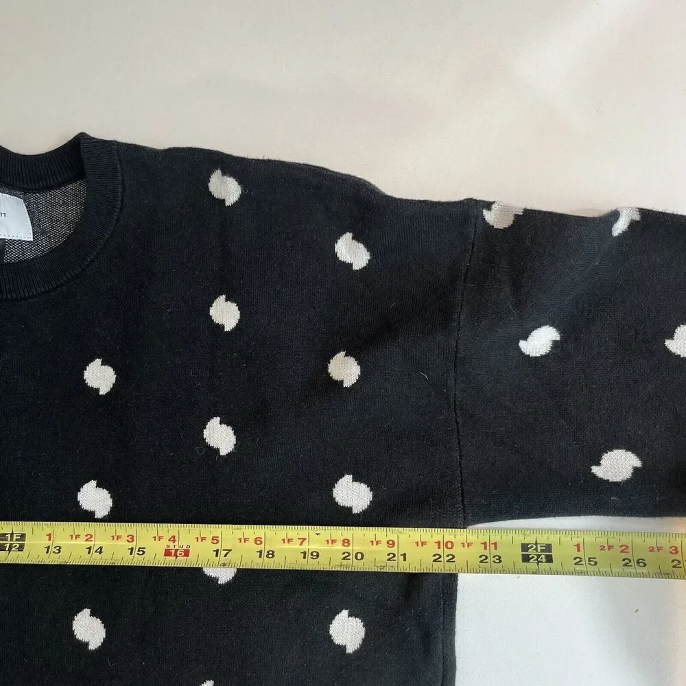 CURRENT / ELLIOTT ‎ Weslan Sweater Women’s 3/L Polka Dots Black White Crop - Picture 5 of 7